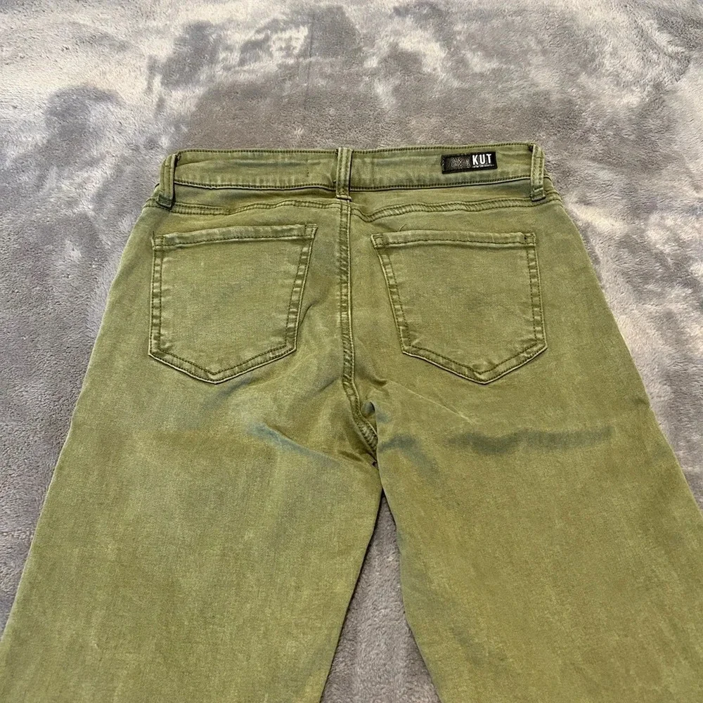 KUT women’s stretch Army green straight leg twill chino pants size 4 - Picture 2 of 8